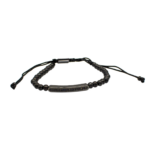 Pulseira Masculina Ajustável com Esferas e Detalhe Central em Zircônias em Aço Inox PVD Preto