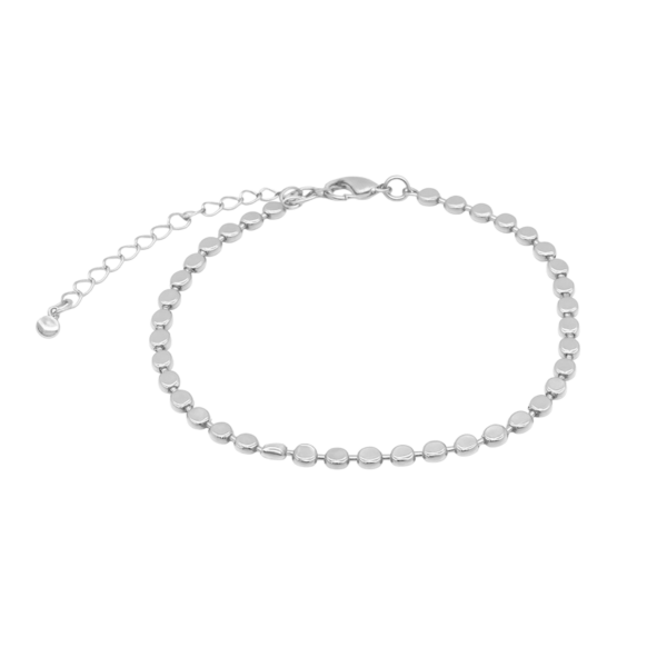 Pulseira Discos Chapados 17 cm Banhada a Ródio