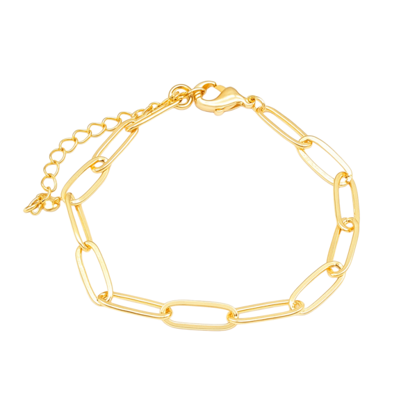 Pulseira Feminina Elos Retangulares 17 cm Banhada a Ouro