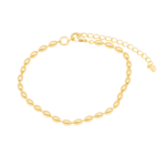Pulseira Feminina Elos Ovais 17 cm Banhada a Ouro