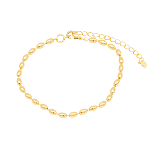 Pulseira Feminina Elos Ovais 17 cm Banhada a Ouro