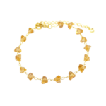 Pulseira Feminina Corações de Cristal Dourado Banhada a Ouro