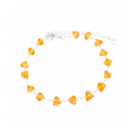 Pulseira Feminina Corações de Cristal Dourado Banhada a Ródio