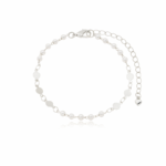 Pulseira De Pérolas Com Chapinhas Banhada A Ródio
