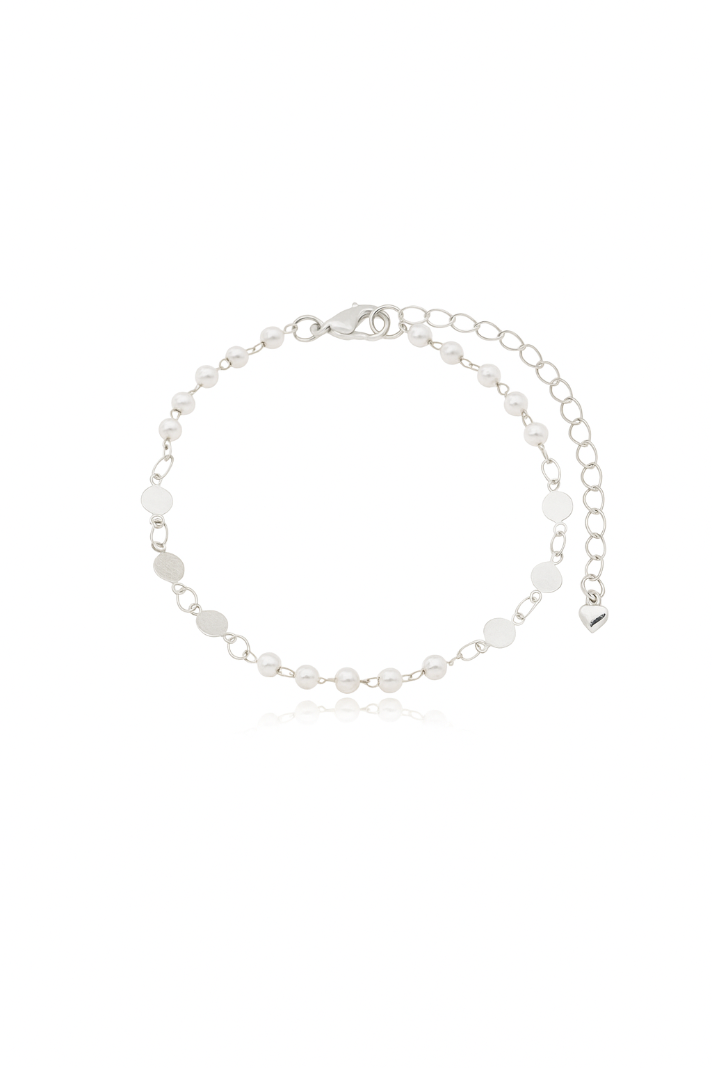 PU1959-RB-1 Pulseira De Pérolas Com Chapinhas Banhada A Ródio - Imagem 1