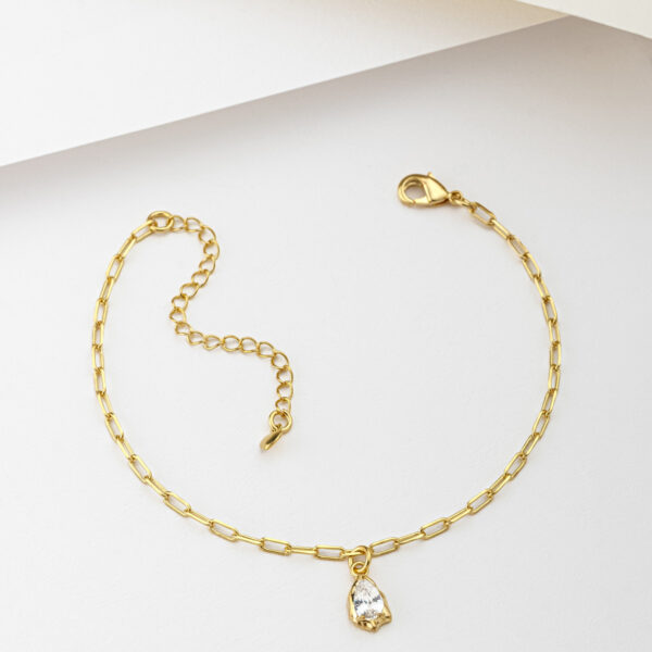 Pulseira Com Pingente De Zircônia Minimalista Banhada A Ouro