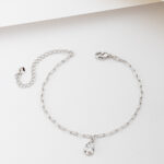 Pulseira Com Pingente De Zircônia Minimalista Banhada A Ródio