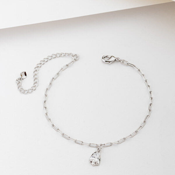 Pulseira Com Pingente De Zircônia Minimalista Banhada A Ródio