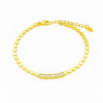 Pulseira de Chapinha com Riviera Navete Central Banhado a Ouro e Ródio