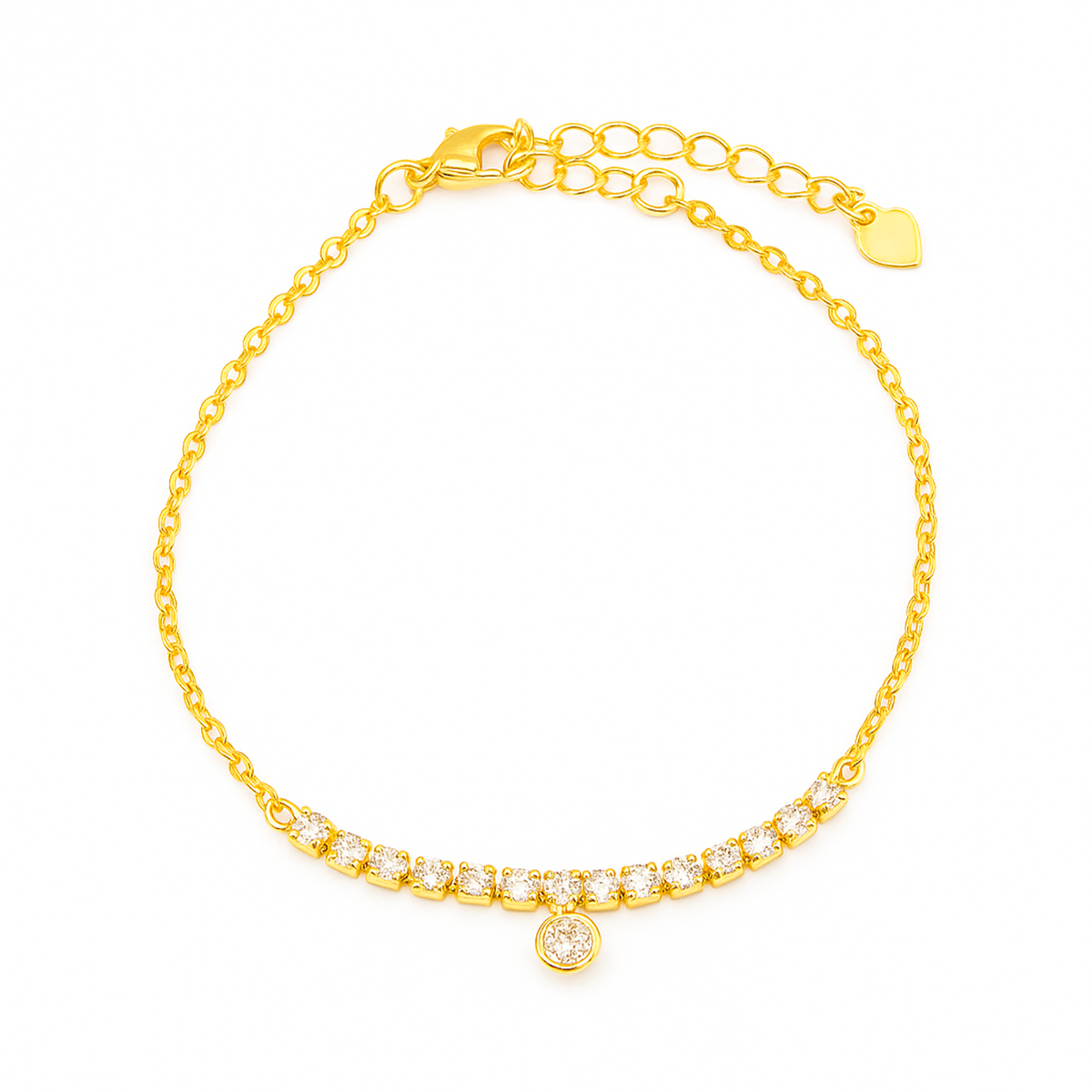 PU1971-1 Pulseira Riviera com Ponto de Luz Banhado a Ouro e Ródio - Imagem 1