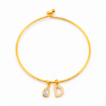 Bracelete Femme Rígido com Iniciais e Ponto de Luz Banhado