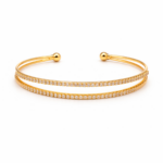 Bracelete Aro Duplo com Zircônia Banhado a Ouro e Ródio