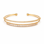 Bracelete Aro Duplo com Zircônia Baguete Banhado a Ouro e Ródio